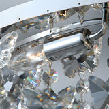 Modern Round K9 Crystal Flush Mount Ceiling Light with 3 Step Dimming and Elegant Chrome Finish