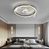 Round Bladeless Ceiling Fan with Dimmable LED Light 6 Speeds Silent Low Profile Flush Mount Fan