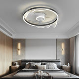 Round Bladeless Ceiling Fan with Dimmable LED Light 6 Speeds Silent Low Profile Flush Mount Fan