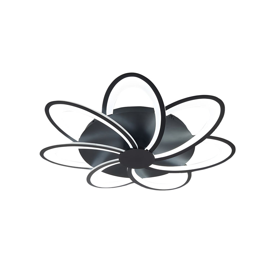 Geometric Flower LED Flush Mount Ceiling Light with Acrylic Petal Design in Black
