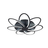 Geometric Flower LED Flush Mount Ceiling Light with Acrylic Petal Design in Black