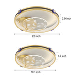 Modern Gold Feather Pattern Round LED Ceiling Lamp with Three Color Dimming Modes