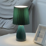 Modern 12 Inch Pleated Shade Glass Table Lamp with 3 Step Dimming and USB Power