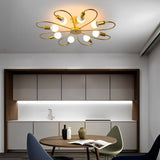 Modern Flower Shaped Iron Ceiling Light Nordic Style Flush Mount Fixture for Bedroom