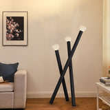 Modern 3 Light Metal Stick Standing Lamp with Glass Shades and Dimmable Switch