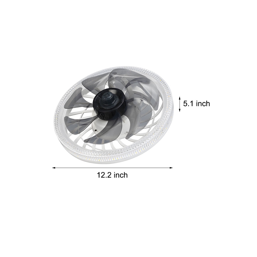 Modern 12.2 Inch Low Profile LED Ceiling Fan with 7 Blades and Remote Control