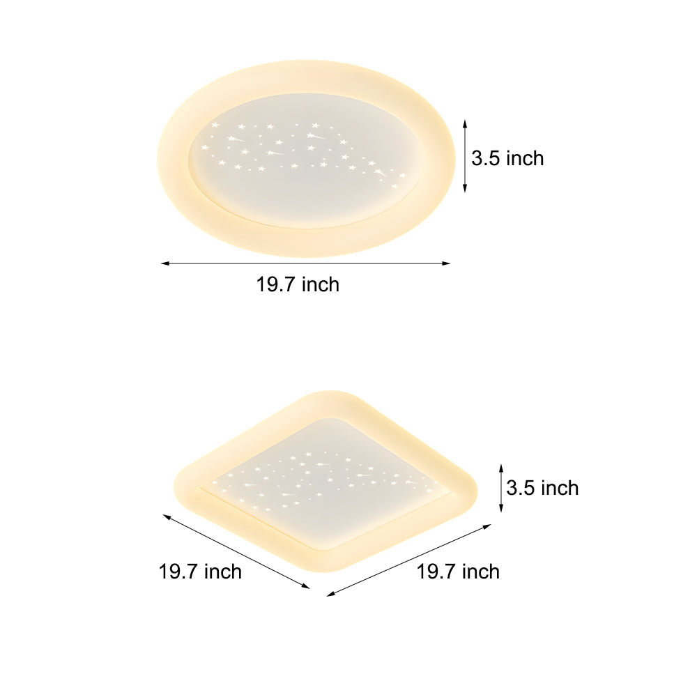 Modern Square and Round LED Ceiling Light Fixture with 3 Step Color Dimming in Milky White