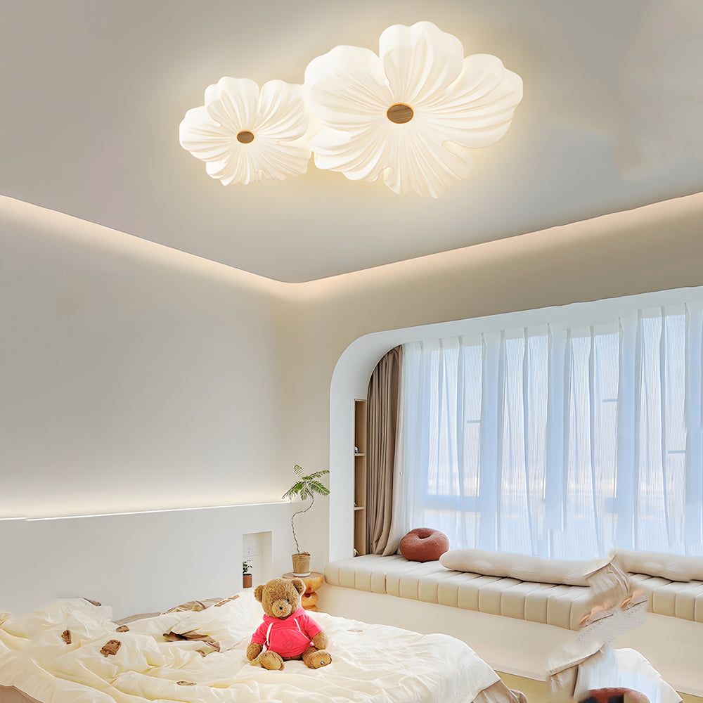 Modern White Acrylic Flower Shape LED Ceiling Lamp Flush Mount for Bedroom