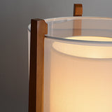 Japanese Style Wood LED Floor Lamp with Double Shade and Natural Finish Standing Light