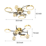 Modern Star Ball LED Ceiling Fan with Three Step Dimming Flush Mount Light Fixture