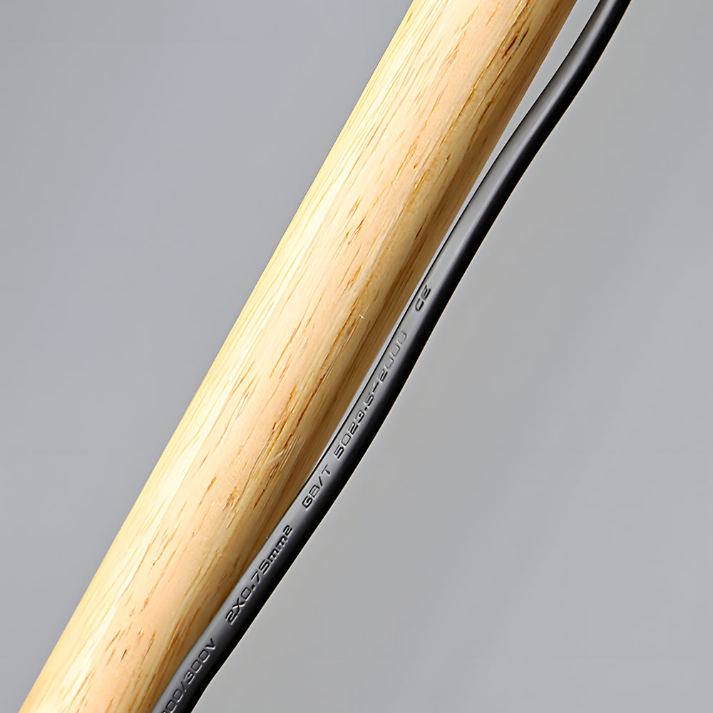 59 Inch Nordic Arc LED Floor Lamp with Wood Accents for Bedroom and Office Task Lighting