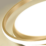 Modern Gold Circular LED Flush Mount Ceiling Lamp Dimmable with Remote Control for Living Room