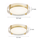 Modern Copper LED Flush Mount Ceiling Light with Water Ripple Glass Drum Shade Gold Finish