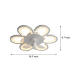Modern 19.7 Inch White Flower Flush Mount Ceiling Fan with Remote Control and Dimmable LED Light