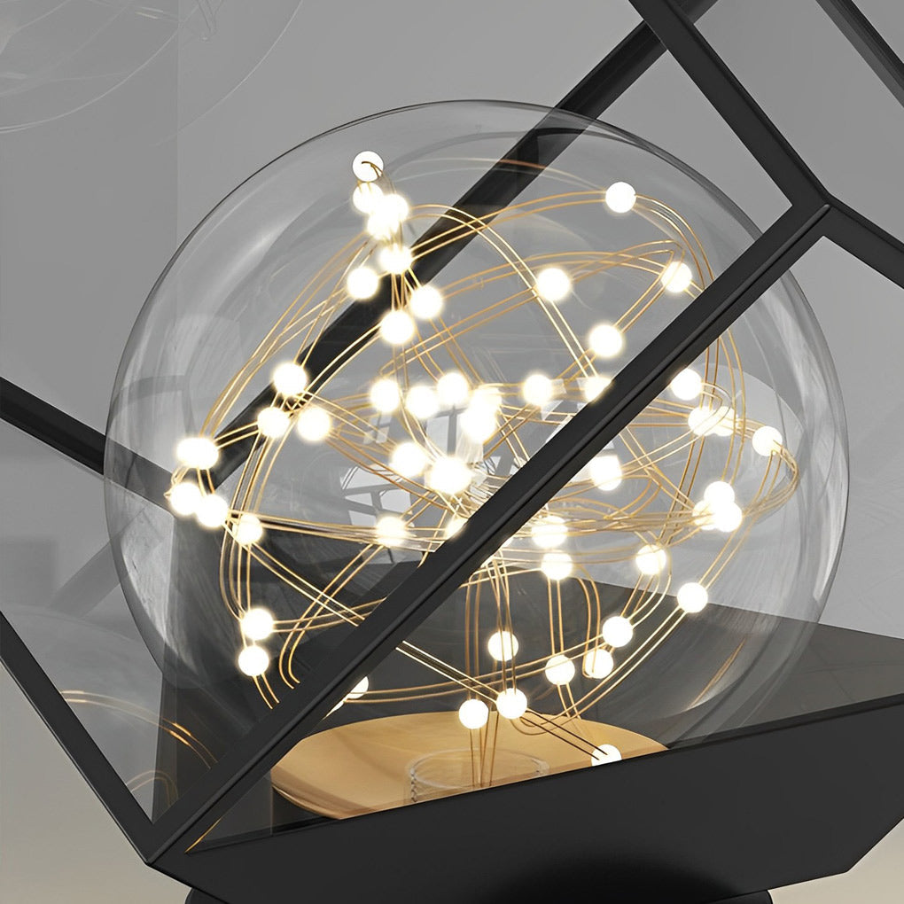 Square Black Metal and Glass Flush Mount Ceiling Lamp with 3 Step Dimmable LED Lighting