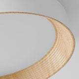 Modern Wood Grain Round LED Ceiling Light Iron 3 Step Dimming Flush Mount Fixture