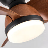 Modern Low Profile Flush Mount Ceiling Fan with LED Light and Remote Control for Small Rooms