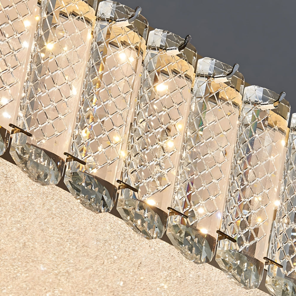 Modern Gold K9 Crystal Flush Mount Ceiling Light Luxury LED Round or Square Lamp with Frosted Shade