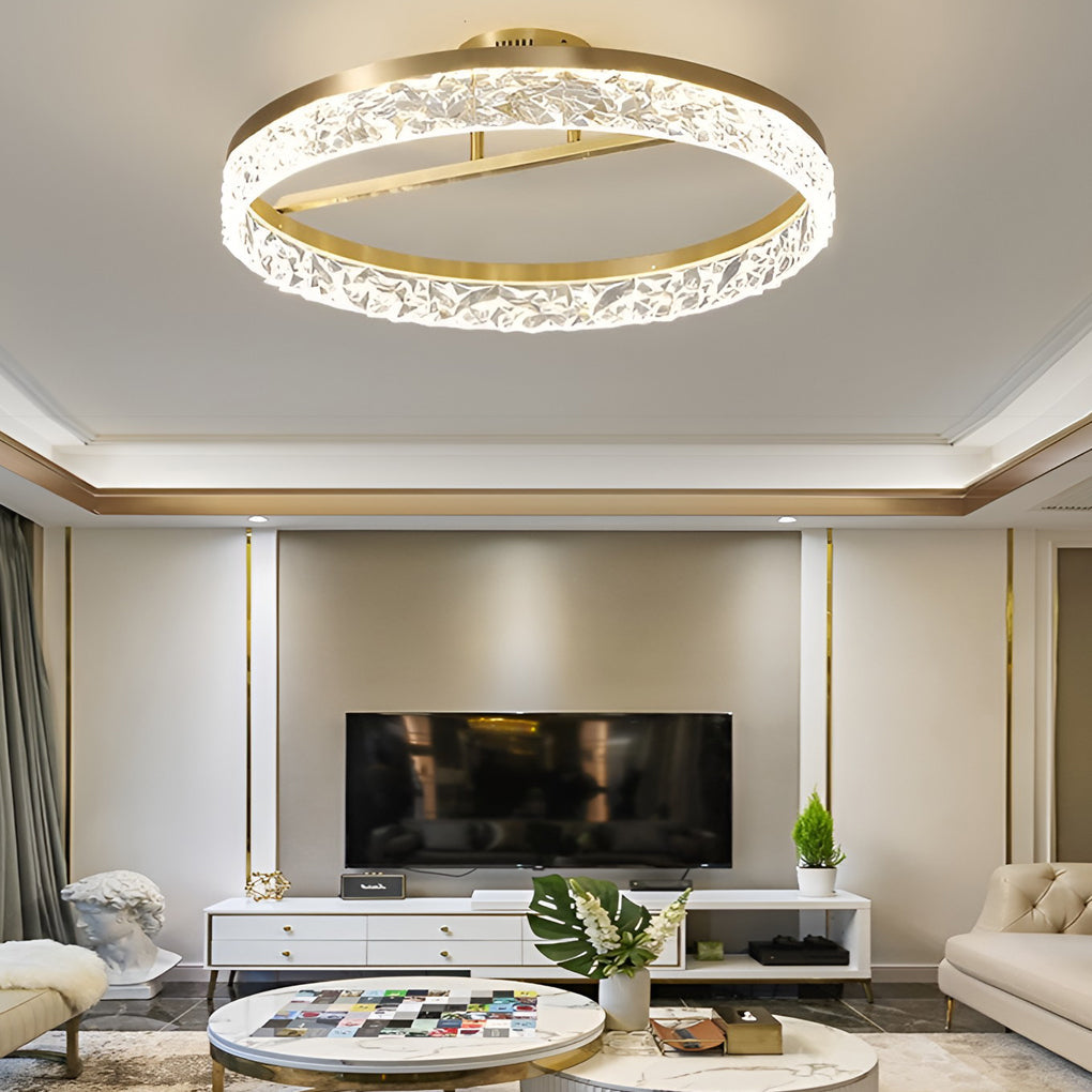 60W Modern Gold Round LED Ceiling Light Minimalist Flush Mount Lighting Fixture