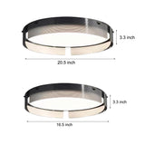 Modern Round Black Stripe Glass LED Flush Mount Ceiling Light 16.5 and 20.5 Inch Copper Fixture