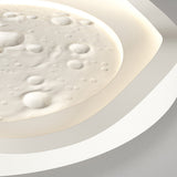 Modern Geometric Lunar White Resin LED Flush Mount Wave Ceiling Light Fixture