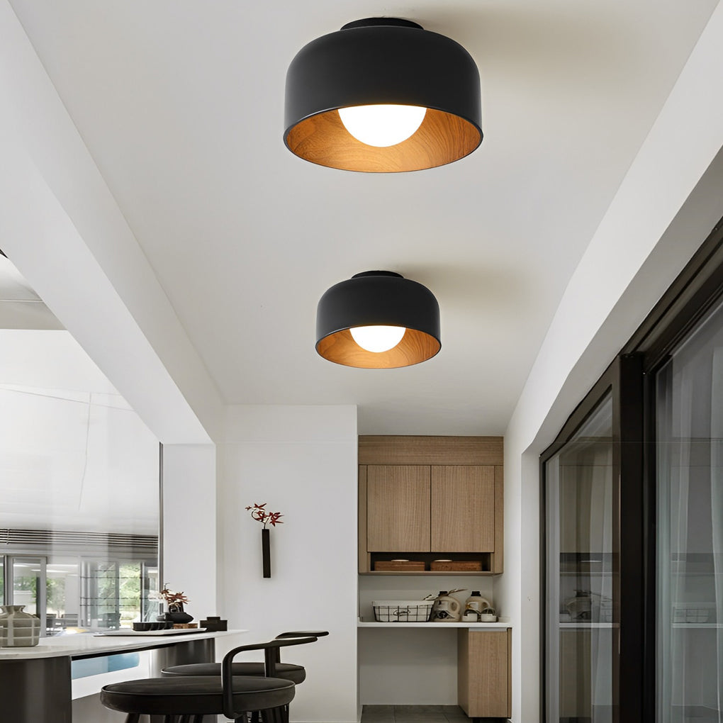 Modern Nordic Bowl Shaped LED Ceiling Light Minimalist Flush Mount Lighting for Aisle and Bedroom