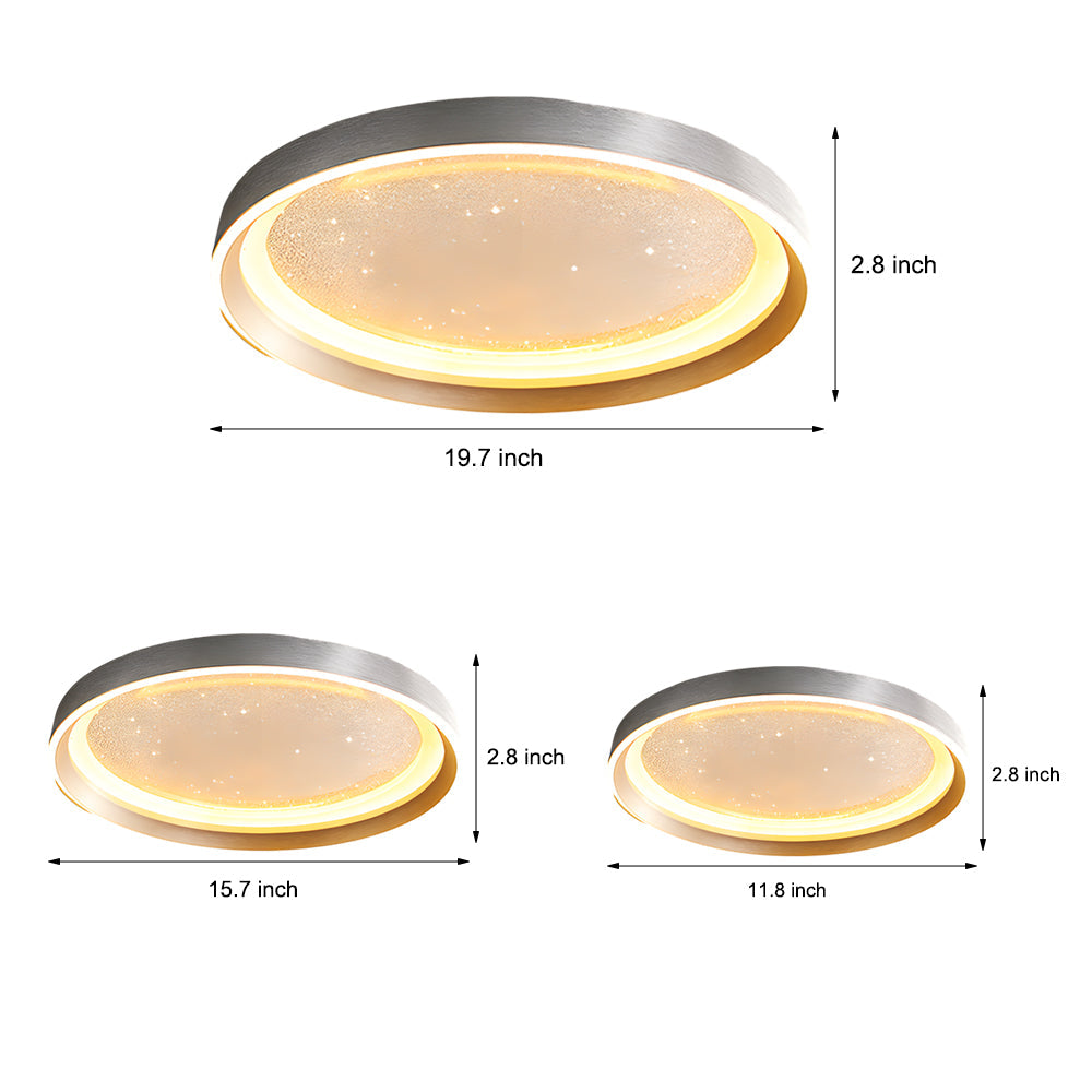 Modern Starry Sky LED Ceiling Light Round Acrylic Flush Mount with 3 Step Color Dimming