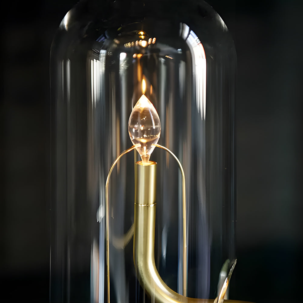 Nordic Glass Dome LED Candle Lamp Portable Rechargeable Table Light with Touch Control