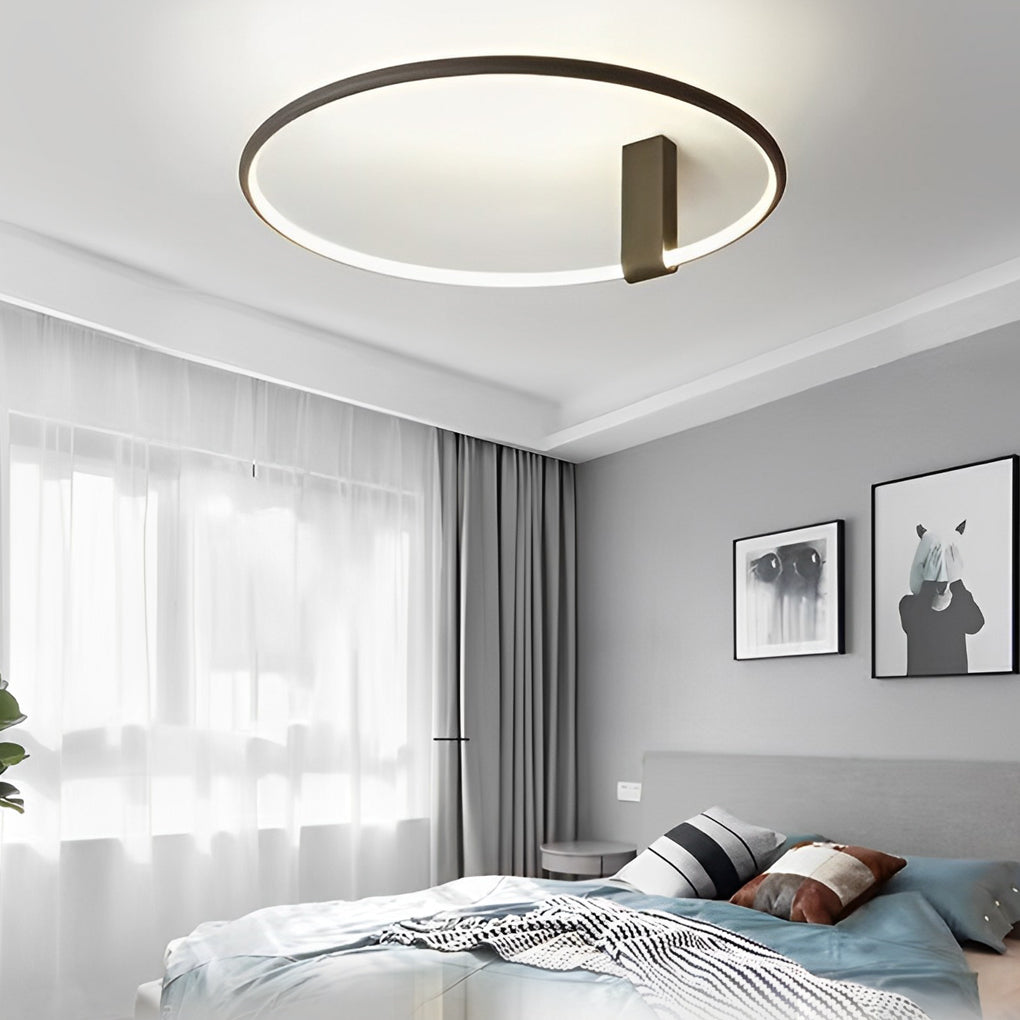 Modern Black Round Adjustable LED Ceiling Light with 3 Step Color Dimming for Bedroom