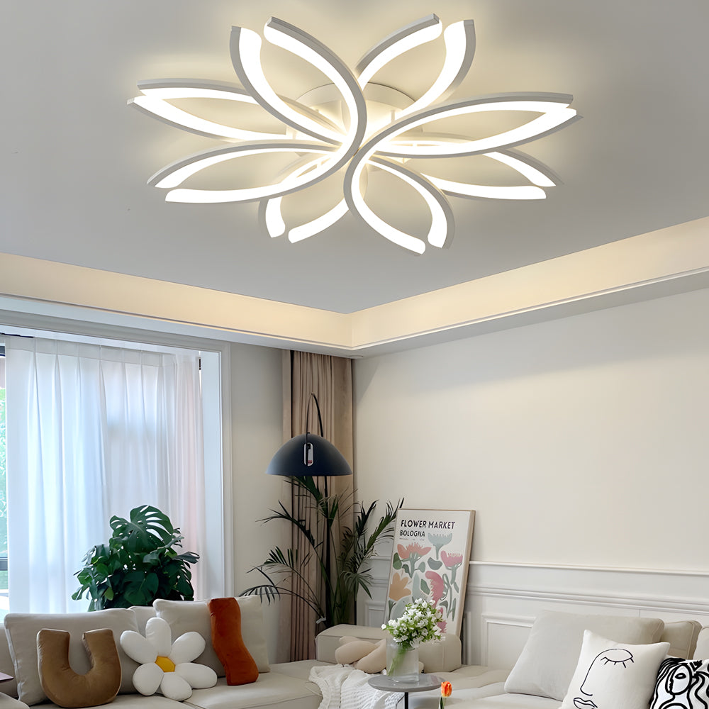Modern Flower Shaped Acrylic LED Ceiling Light Dimmable Flush Mount Fixture for Bedroom and Living Room