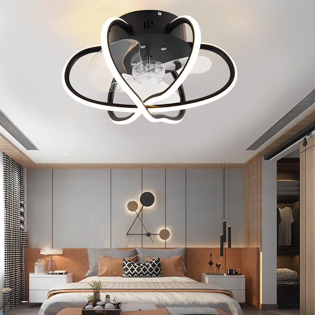 Modern Flower Cage Bladeless Ceiling Fan with Dimmable LED Light and Remote Control Fixture