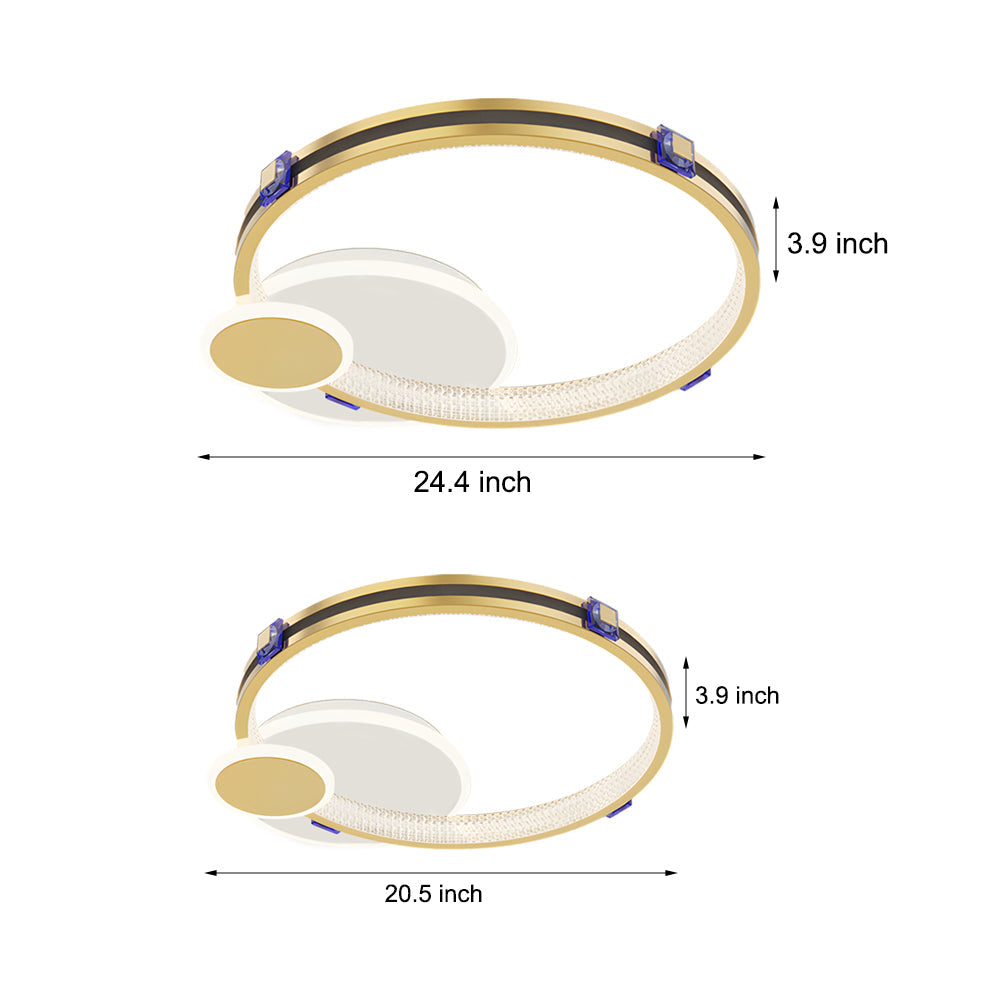 Modern Gold Geometric Round LED Ceiling Light with Three Step Dimming Flush Mount Fixture
