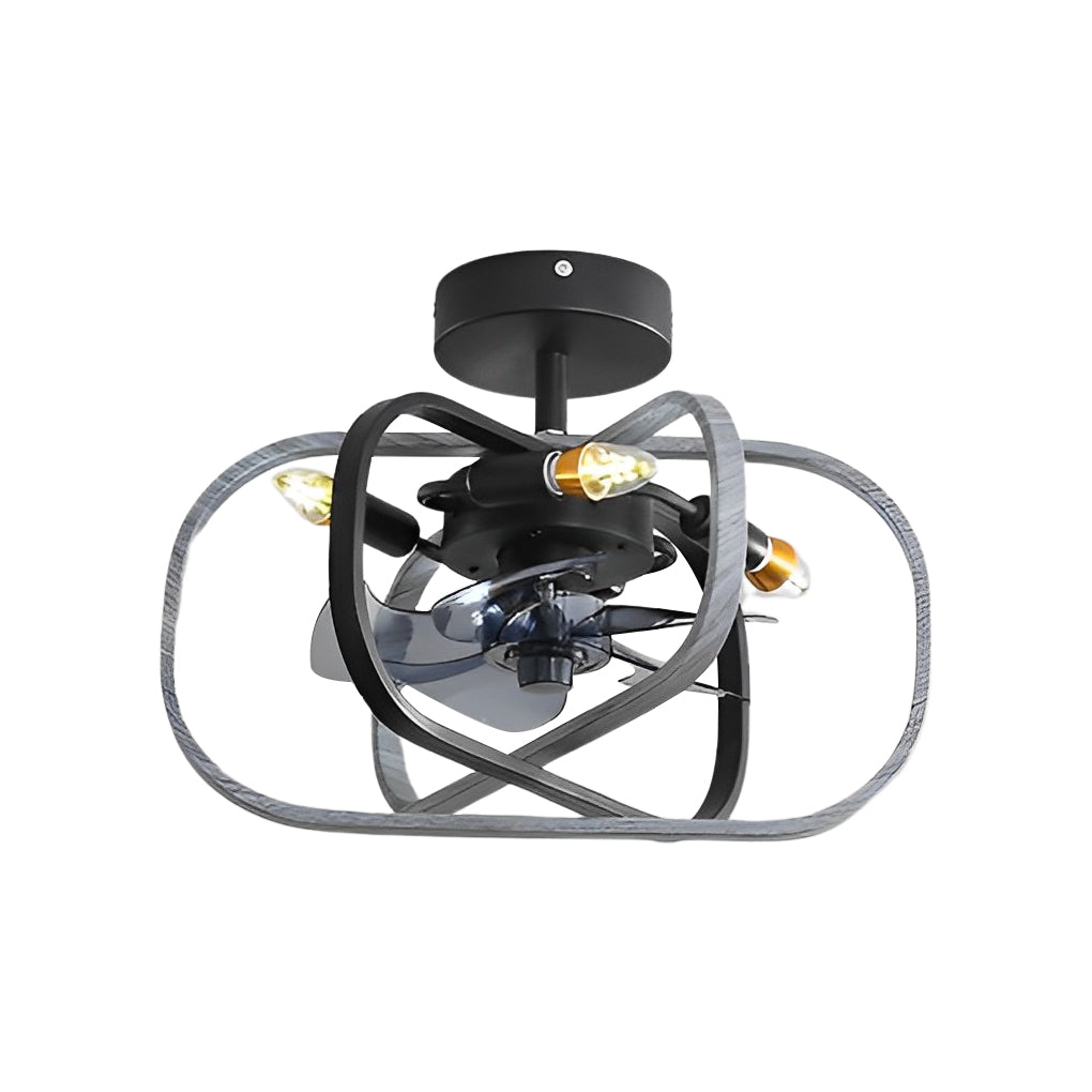 Retro Bladeless Ceiling Fan with 3 Color Dimmable LED Light and Remote Control
