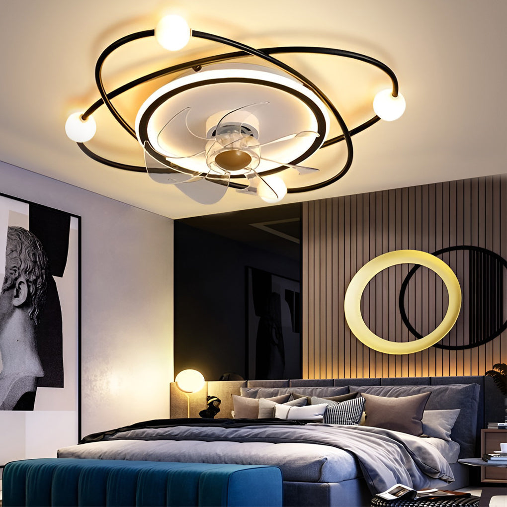 Modern Dimmable LED Nordic Ceiling Fan Light with Quiet Motor and Remote Control for Bedroom Study