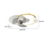 Luxury Crystal Ring Flush Mount Ceiling Fan Light with 3 Color Dimming Low Profile
