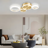Contemporary Gold LED Flush Mount Ceiling Light Ring Circle Fixture for Living Room Bedroom