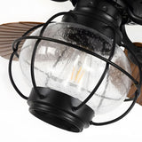 Tropical Palm Leaf Reversible Ceiling Fan with LED Light and Remote Control in Vintage Brown 42 52 Inch