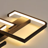 Geometric Square Frame Black LED Flush Mount Ceiling Lamp with Three Step Dimming Control