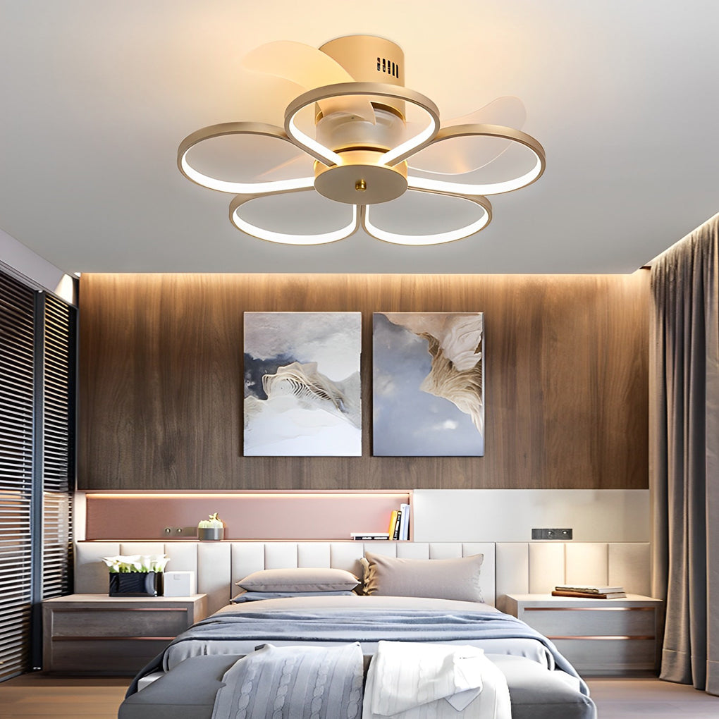 Flower Design Bladeless Ceiling Fan with Dimmable LED Light and Silent 6 Speed Motor