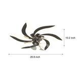 Modern Flower Petal Flush Mount Ceiling Fan with 3 Color Dimming LED Light