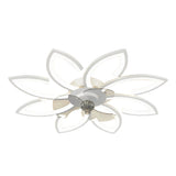 Modern Flower Flush Mount LED Ceiling Fan Smart Dimmable Low Profile Lighting for Bedroom