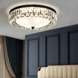 Modern Round Crystal LED Ceiling Light Luxury American Style Flush Mount Lamp with Dimming