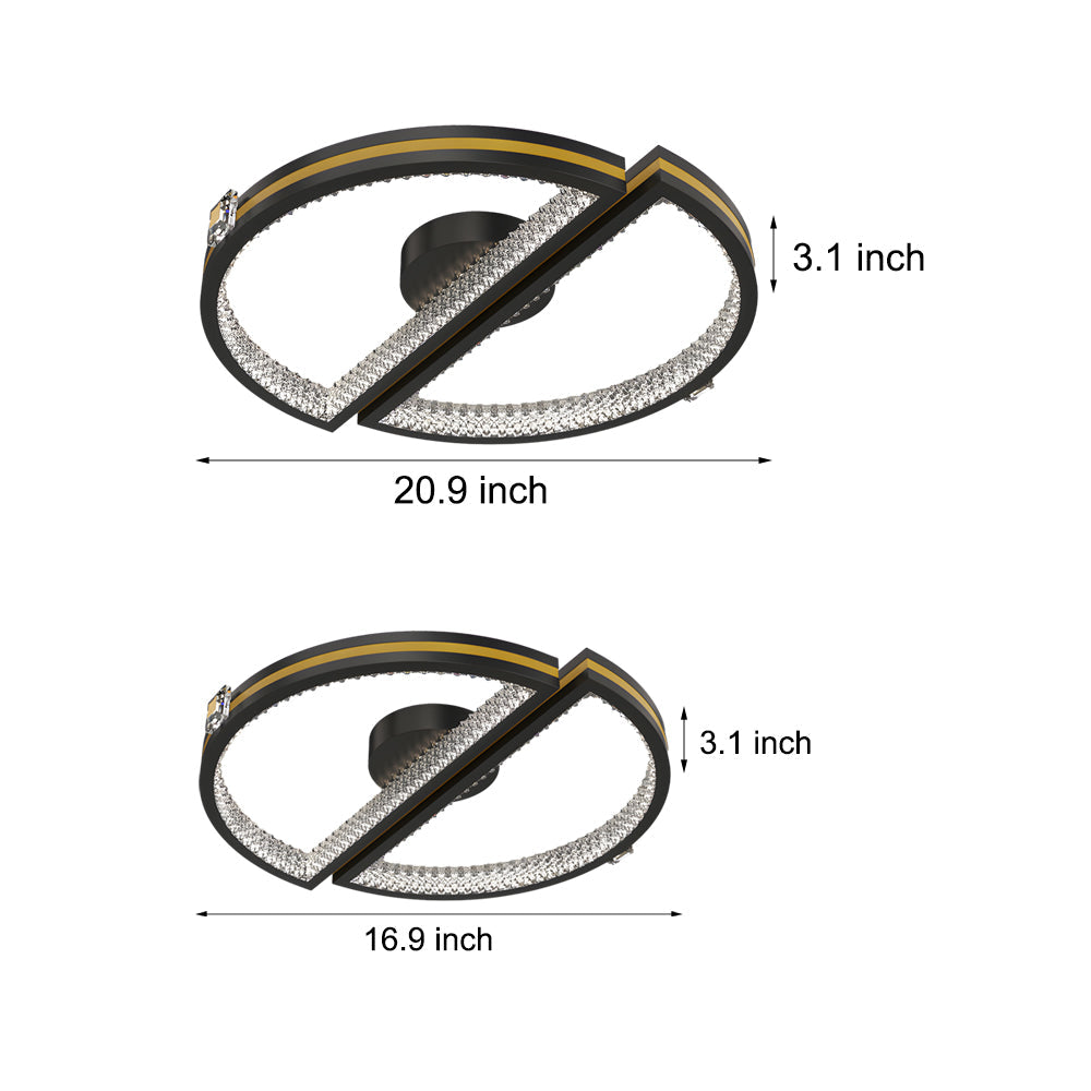 Modern Geometric Semicircle LED Ceiling Light Fixture with Three Step Dimming and Ring Design