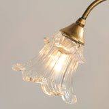 Modern Floral Desk Lamp with Dual Glass Flower Shades and Elegant Iron Leaf Accents