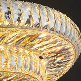 Luxury Round Crystal Flush Mount Ceiling Light with Three Color Temperature Glass Shade