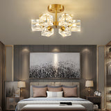 Modern Copper Crystal Ceiling Light Fixture with 180 Degree Adjustable Multi Light Shades