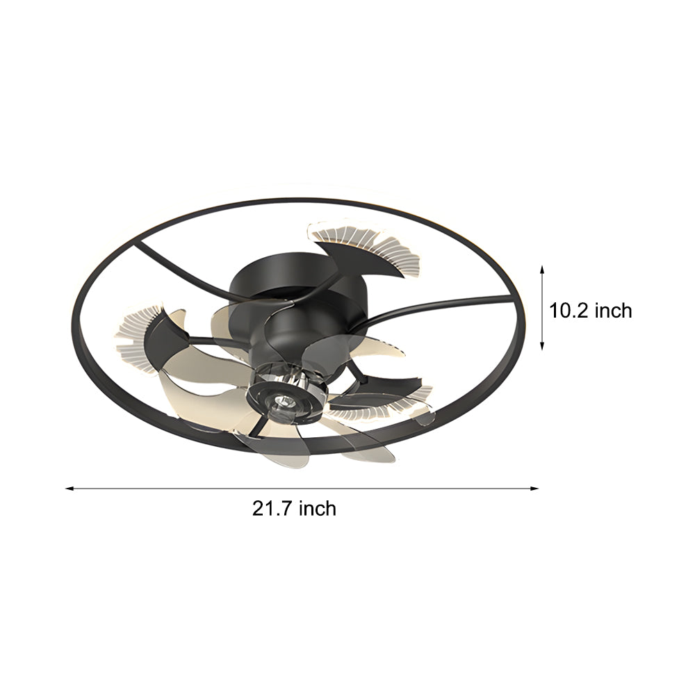 Modern Ginkgo Leaves Decor Flush Mount Ceiling Fan with 3 Color Dimming Light