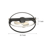 Modern 2 Ring LED Flush Mount Ceiling Fan with 3 Step Dimming for Bedroom Kitchen
