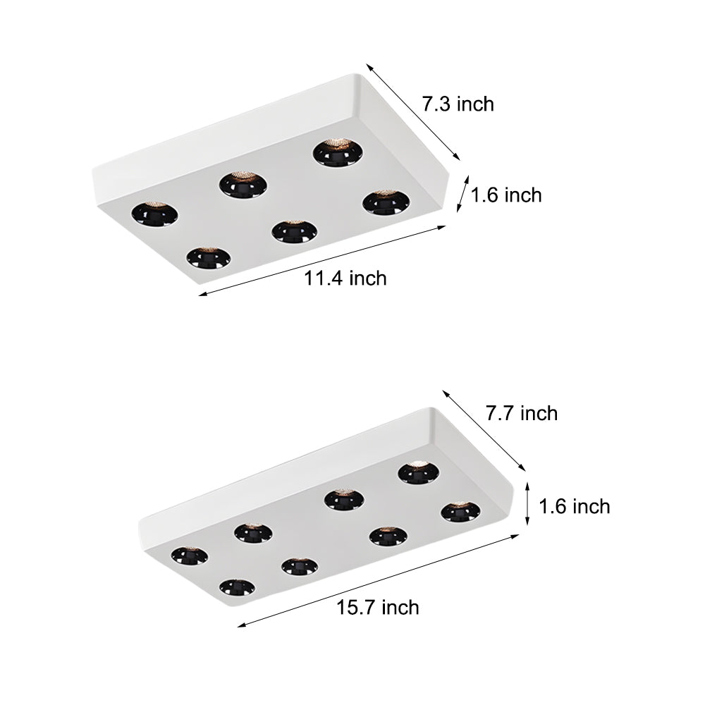 Ultra Thin Rectangular LED Flush Mount Ceiling Light Honeycomb Anti Glare Indoor Aluminum Fixture