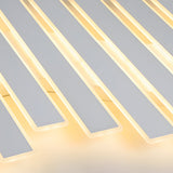 Modern White Geometric Linear LED Ceiling Light Dimmable Flush Mount with Remote Control